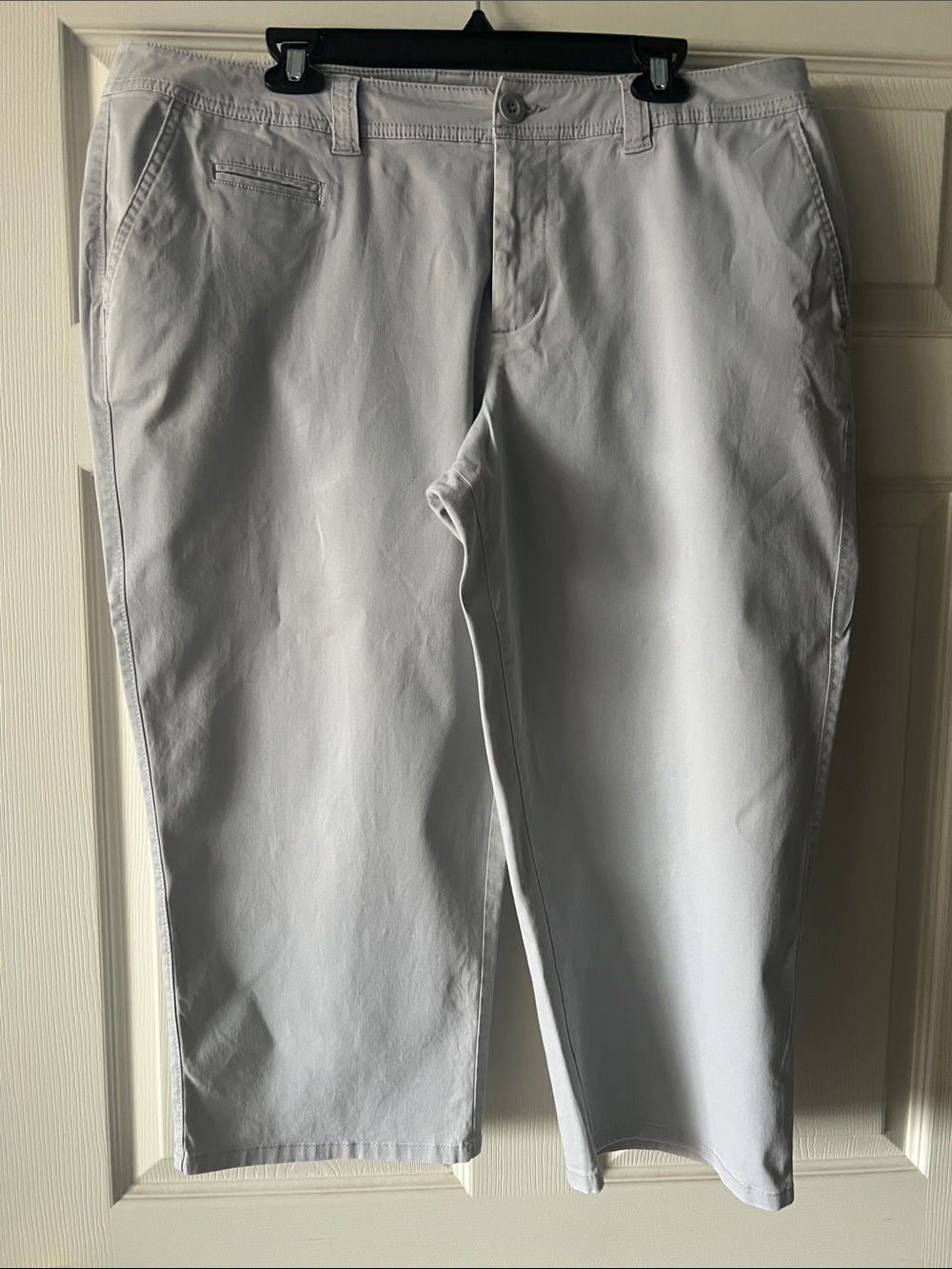 Light Gray Slim Chino Capri Pants
